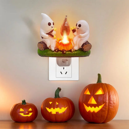 Veilleuse fantôme vacillante d’Halloween – Feu de camp