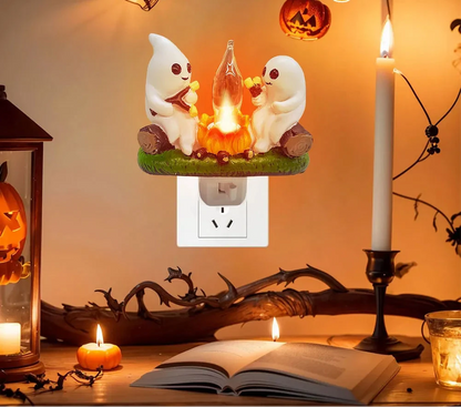Veilleuse fantôme vacillante d’Halloween – Feu de camp