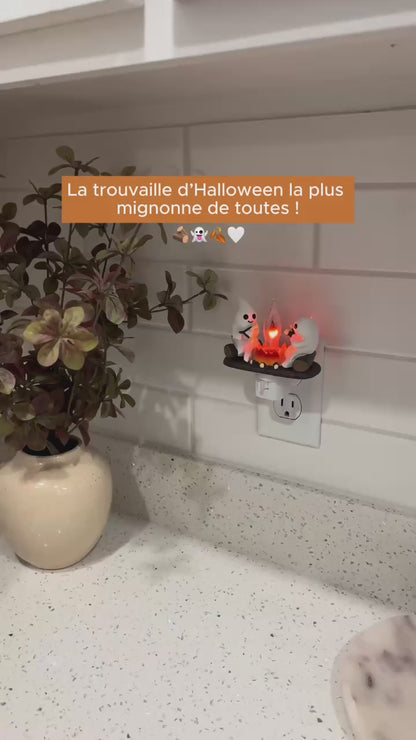 Veilleuse fantôme vacillante d’Halloween – Feu de camp